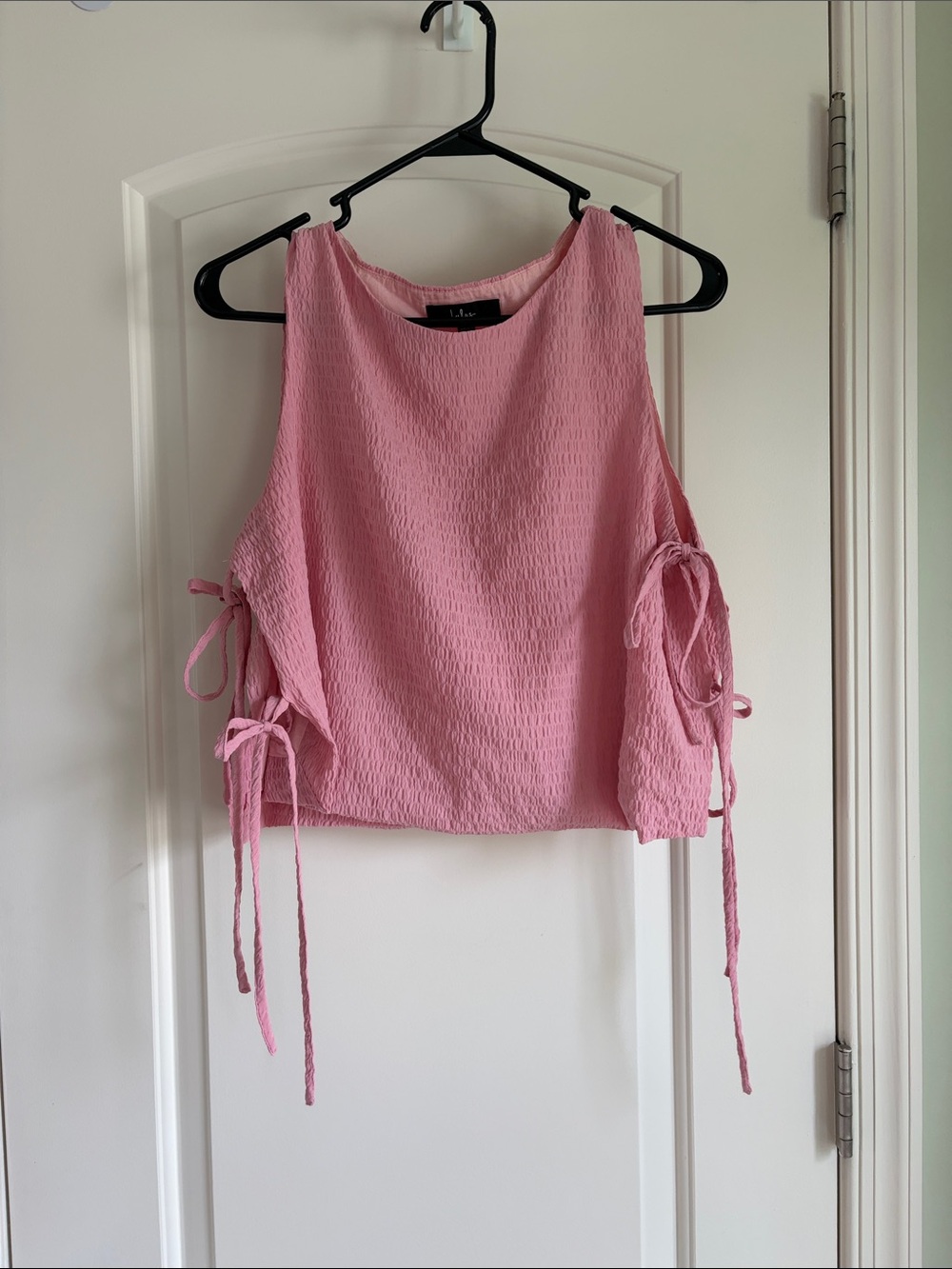 Lulu's Light Pink Textured Sleeveless Side-Tie Tank